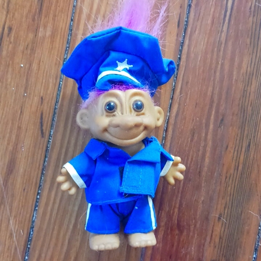 VINTAGE 1990s police officer troll doll by Russ mint condition no tag